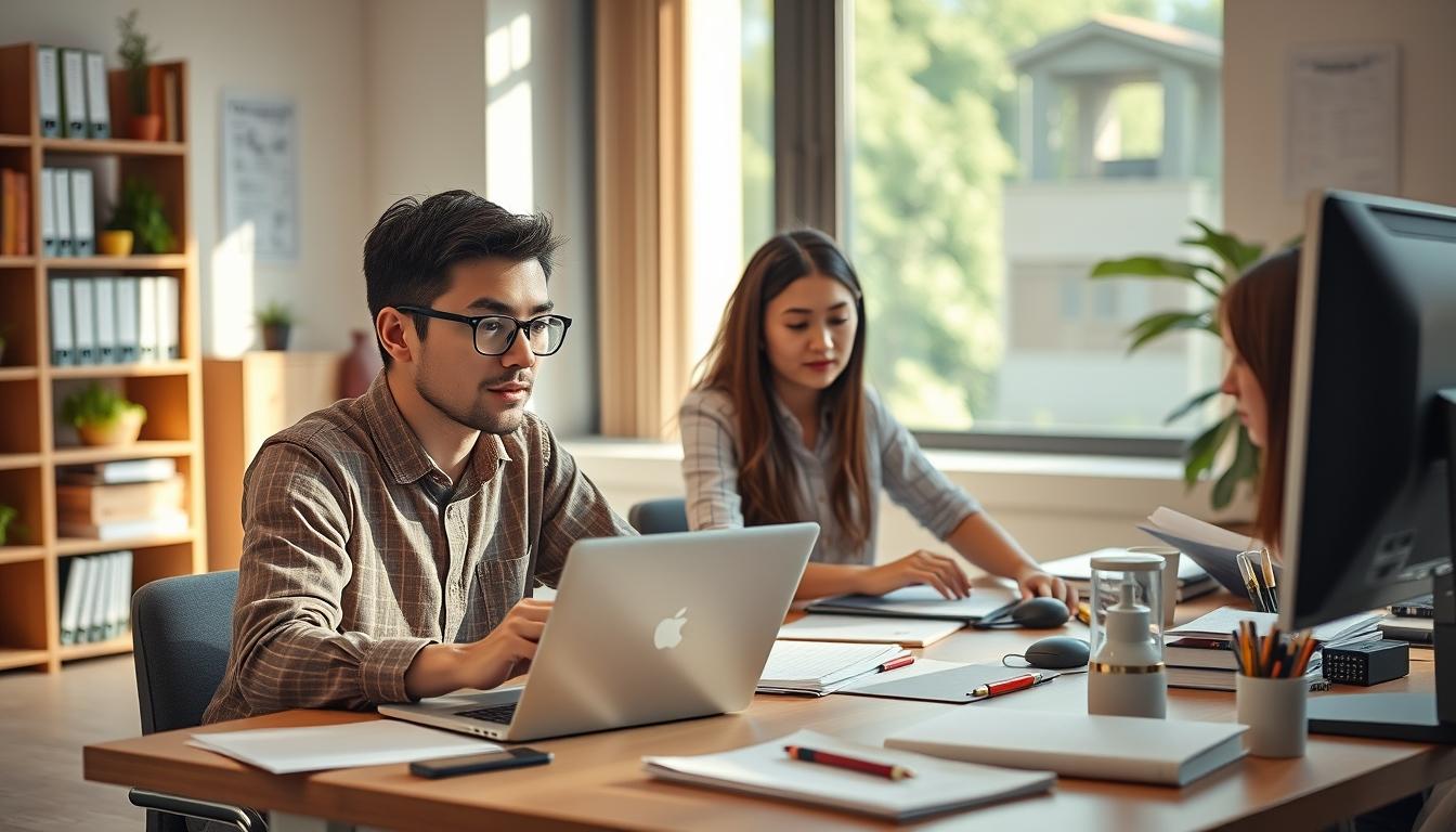 Student using learning strategies while studying
